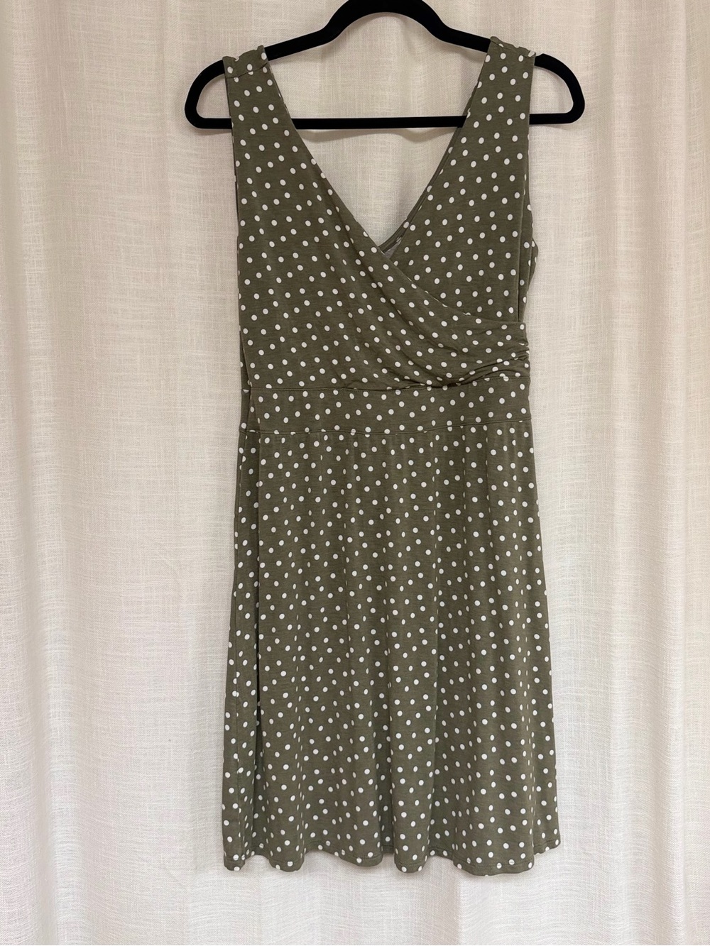 Maurices Olive Green Polka Dot Sleeveless Wrap-Style Dress